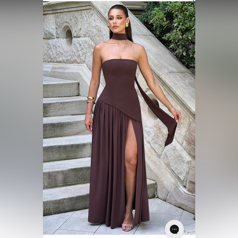 MALIYAH MAXI DRESS - PLUM BROWN